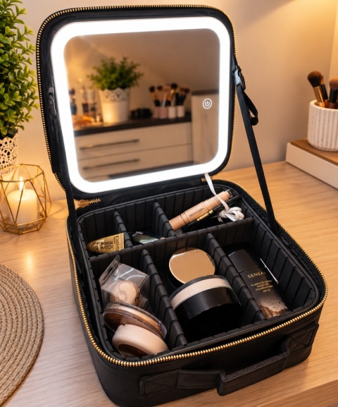 Kuferek kosmetyczny z lusterkiem LED Soulima 27236