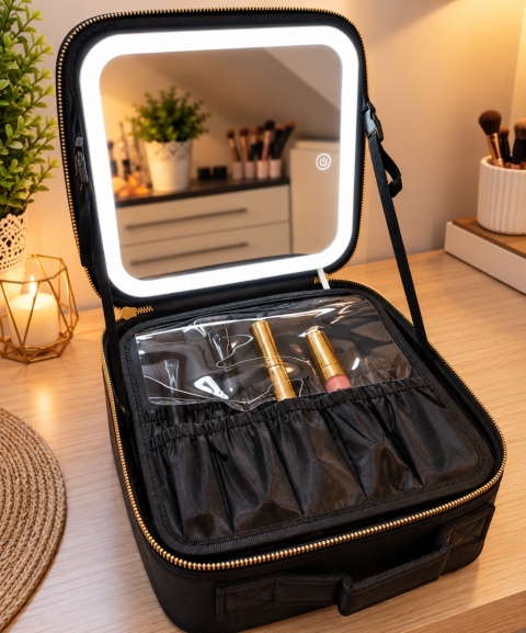 Kuferek kosmetyczny z lusterkiem LED Soulima 27236