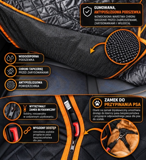Mata samochodowa dla psa Gotel ZW3C – pikowana, ochronna na siedzenie